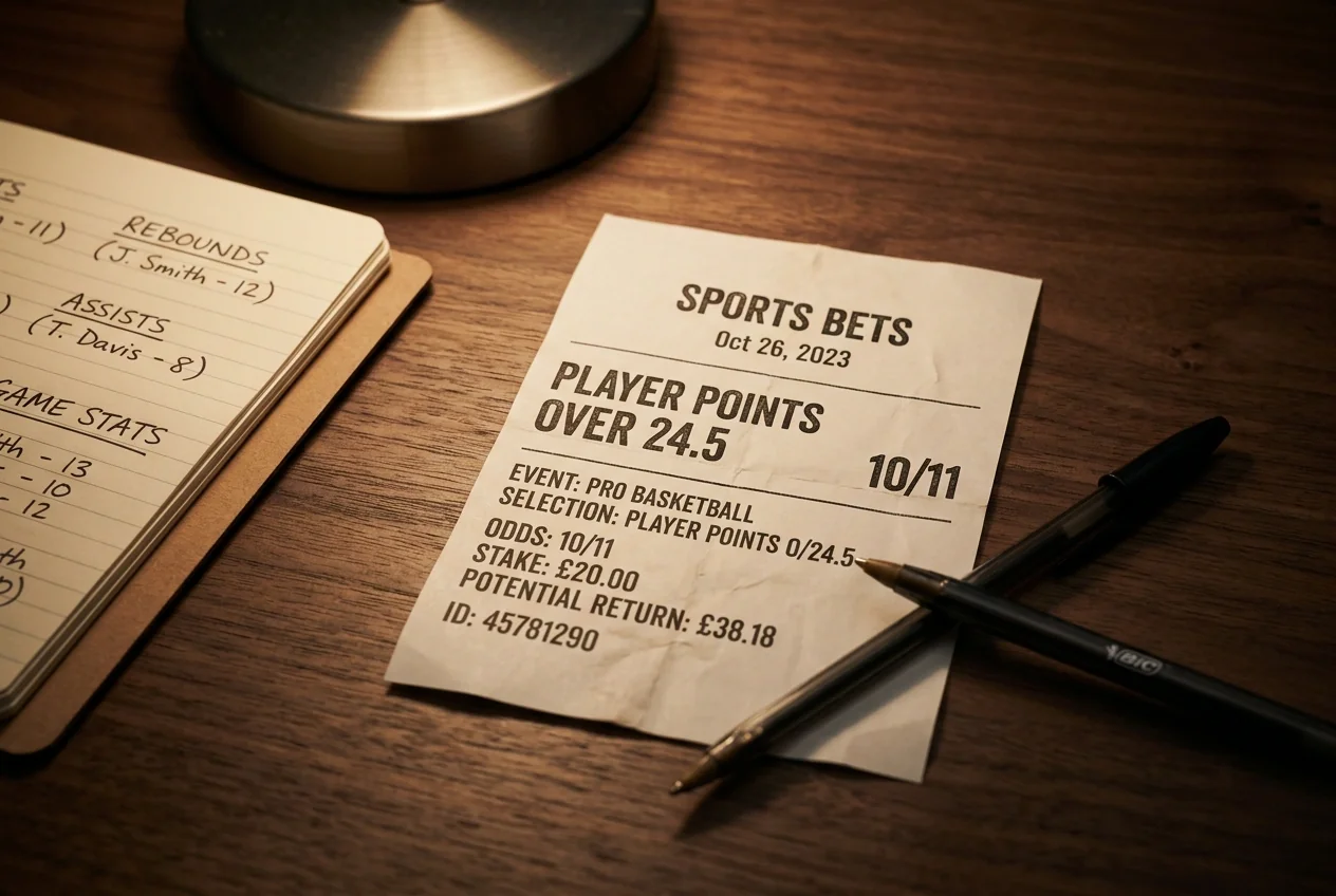 Bookmaker line on an NBA player prop showing an over/under points line for one named athlete